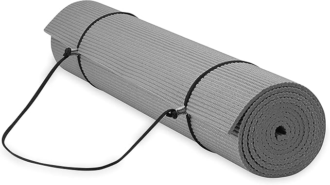 Gaiam Essentials Thick and Thin Yoga Mat Fitness & Exercise Mat with Easy-Cinch Carrier Strap