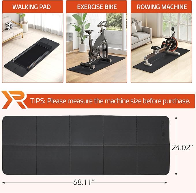 Foldable Walking Pad Mat, 68"x24" Treadmill Mat for Carpet Floors, Waterproof Non-Slip Home Gym Mat, Anti Vibration Exercise Equipment Mat