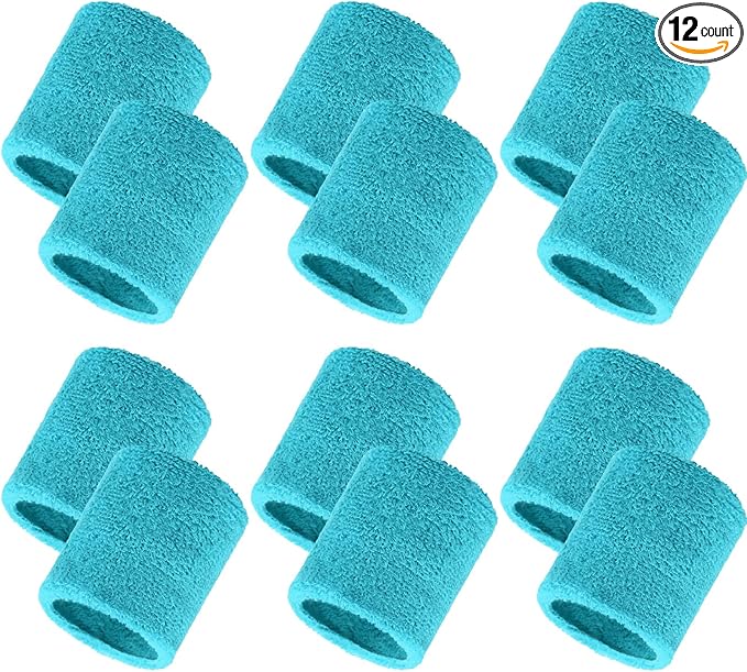 12 Pack Sweatbands Sports Wristband Cotton Sweat Band for Men and Women, Good for Tennis, Basketball, Running, Gym, Working Out