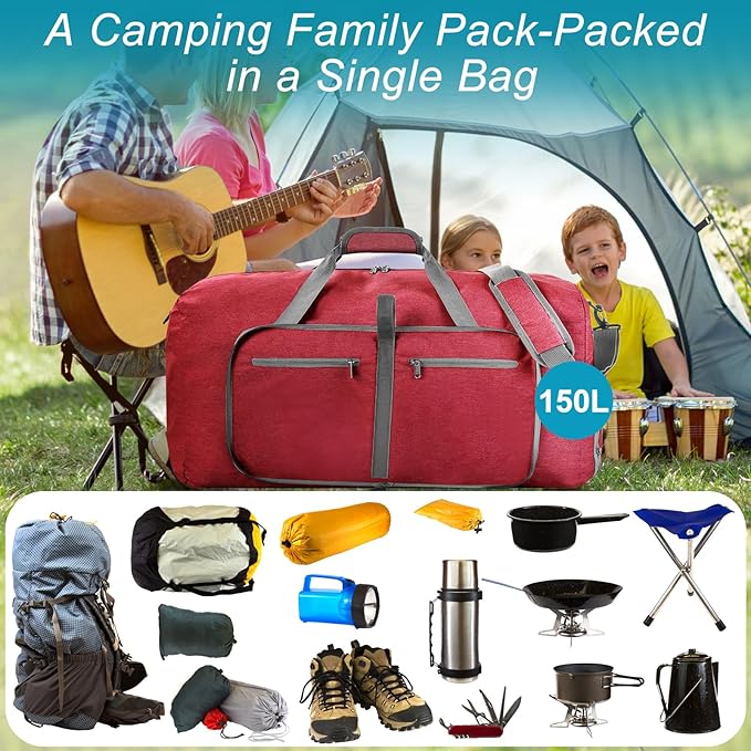 Felipe Varela Duffle Bag with Shoes Compartment and Adjustable Strap,Foldable Travel Duffel Bags for Men Women,Waterproof Duffel Bags