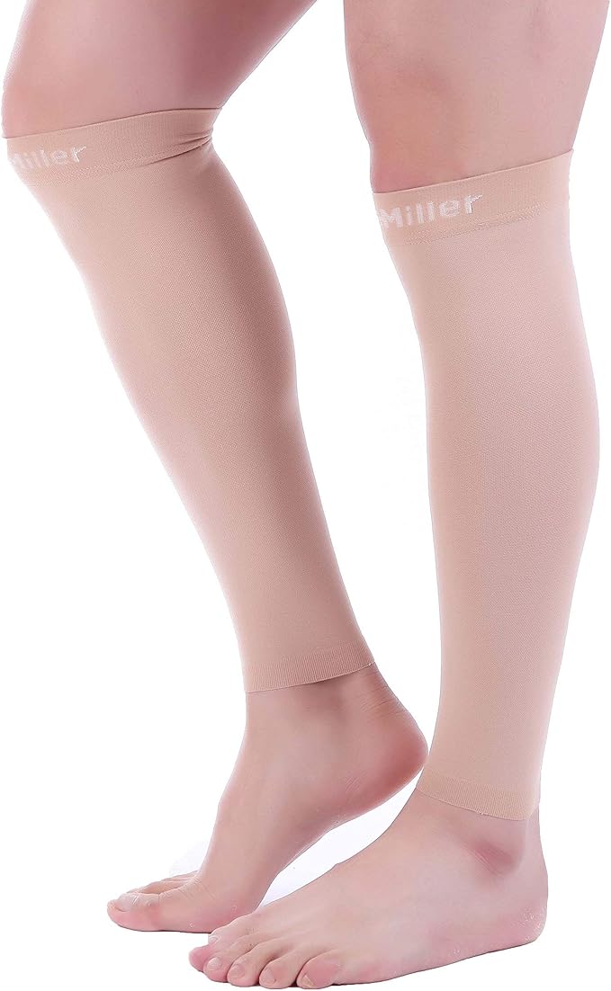 Doc Miller Compression Calf Sleeve for Men & Women, Premium Medical Grade, 15-20mmHg Graduated Support for Running, Calf Tear, Shin Splints, Knee High, Calf Sleeves, 1 Pair