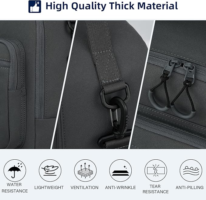 Insulated Lunch Bag with Adjustable Shoulder Strap, Lunch Box for Women Men, Reusable Portable Lunchbox for Office Work Picnic (Dark Gray)