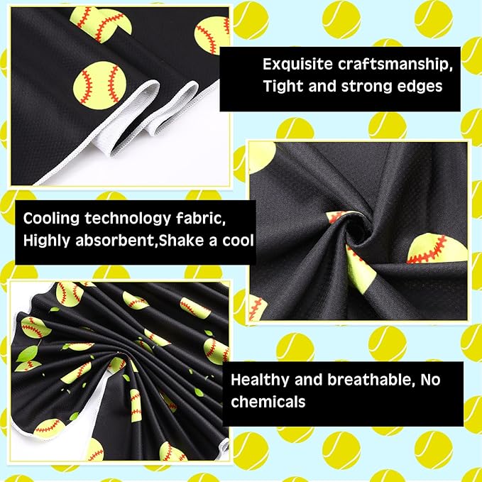 12 Pcs Cooling Towel 40 x 12 Inch Basketball Baseball Football Volleyball Soccer Softball Microfiber Fast Drying Towel for Gift Women Men