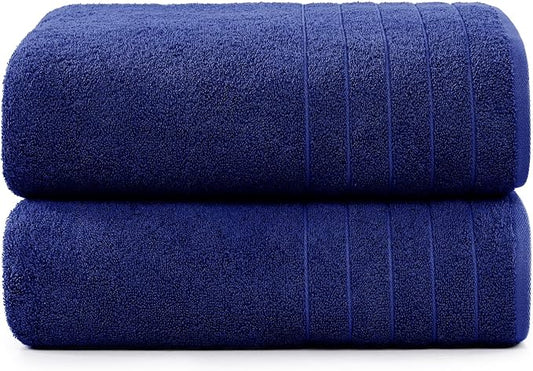 Casa Platino Oversized Bath Sheet Towels, 2 Pack Bath Sheet(36"x 72"), 100% Ring Spun Cotton Bath Sheets, Highly Absorbent Bath Sheet Towels, Quick Dry Bath Towels, Luxury Bath Sheet - Navy
