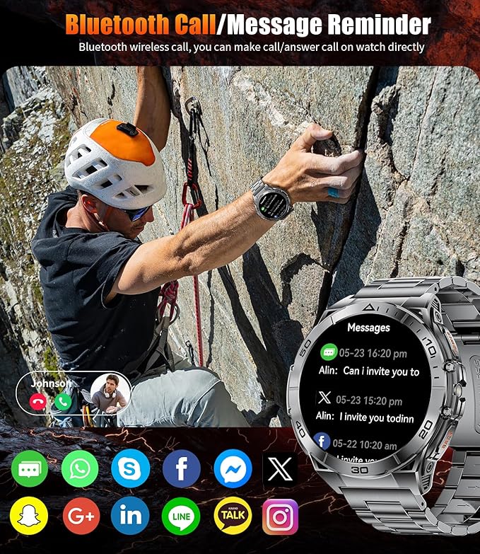 EF16 Smart Watch for Men with LED Flashlight, 1.6" AMOLED Fitness Tracker Watches, 600mAh Battery/2 Straps/100+ Sports/IP68 Waterproof/Bluetooth Call Smartwatch for Android iPhone Compatible