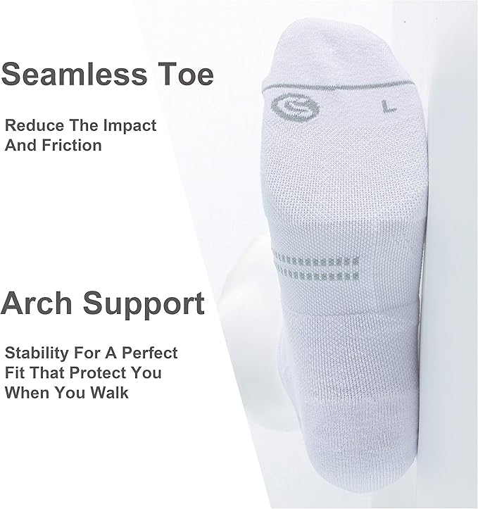 CS CELERSPORT 6 Pack Men's Running Ankle Socks with Cushion, Low Cut Athletic Sport Tab Socks