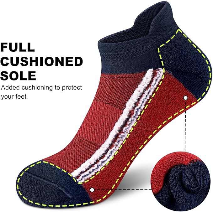 Gonii Men's Running Athletic Ankle Socks - Thick Cushioned Low Cut Socks (5 Pairs)