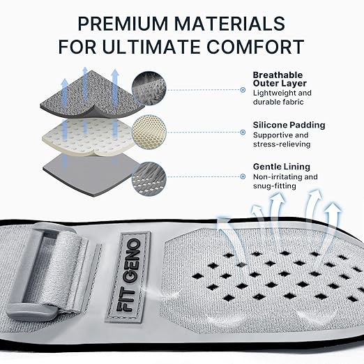 Fit Geno Elbow Brace for Tennis & Golfer's Elbow: Adjustable Elbow Strap for Tendonitis Pain Relief with Compression Pad - Support for Sports Men and Women - Forearm 10''-15.5'', 1 Pack, Gray