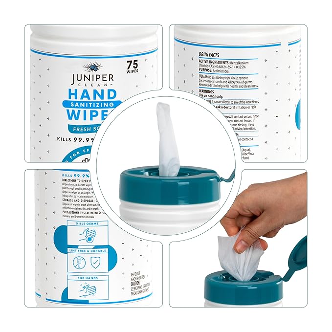 4 Pack Hand Sanitizing Wipes, Alcohol Free 300 Count Canister Disposable Hand Sanitizer Wipes, Fresh Scent, Lint Free & Durable