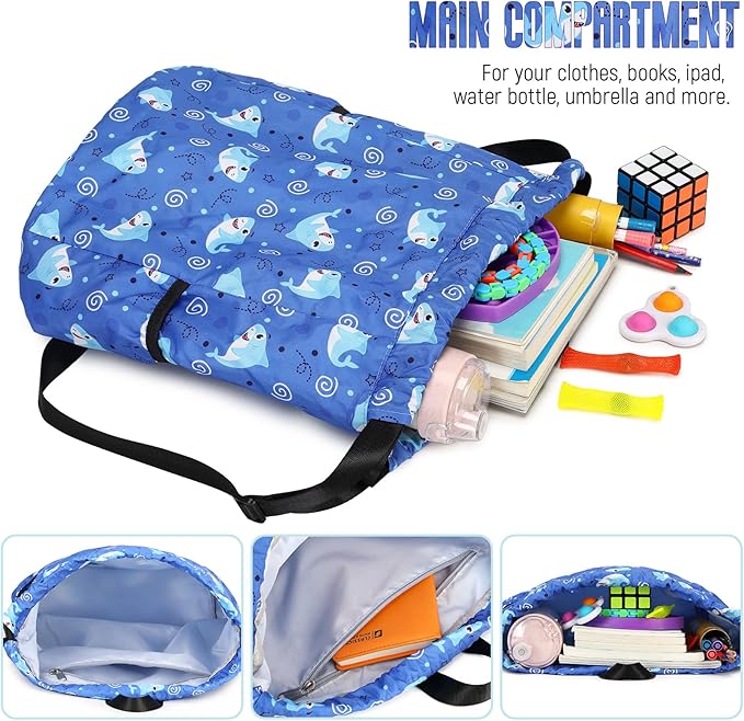 Drawstring Backpack Gym Backpack Sports Bag for Swim Women Men Workout Bag Draw String Back Sack for Soccer Beach Gear Letters Football Black