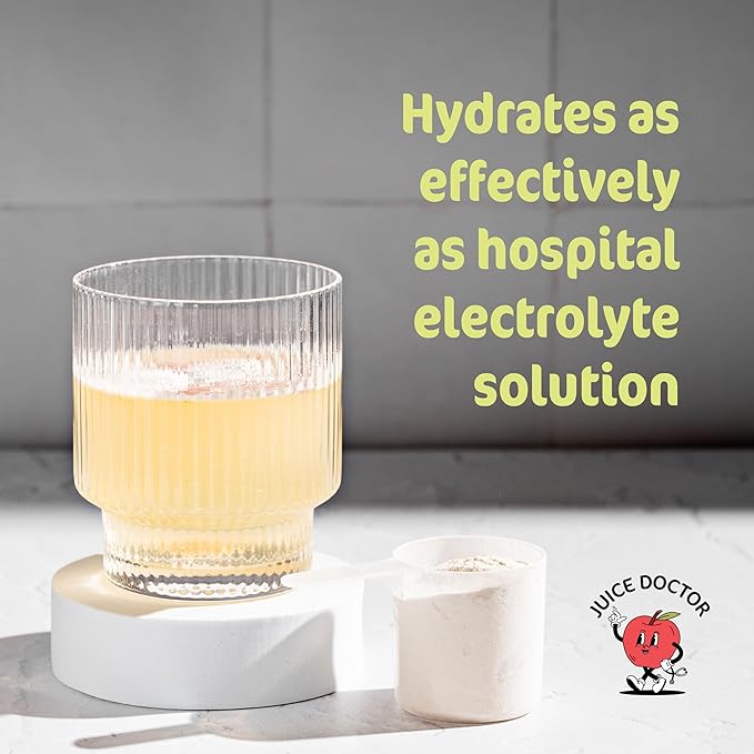 Juice Doctor Hydration Powder Electrolytes, Electrolyte Drink Mix for Dehydration Relief, Apple Juice Powder, Magnesium Citrate, Vitamin D, 1.2lb (560g / 28 Servings)
