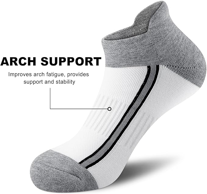 Gonii Men's Running Athletic Ankle Socks - Thick Cushioned Low Cut Socks (5 Pairs)