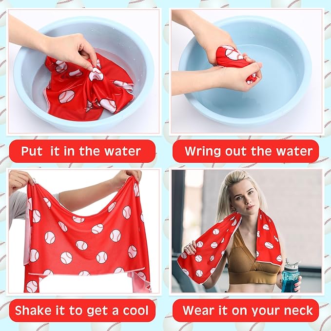 12 Pcs Cooling Towel 40 x 12 Inch Basketball Baseball Football Volleyball Soccer Softball Microfiber Fast Drying Towel for Gift Women Men