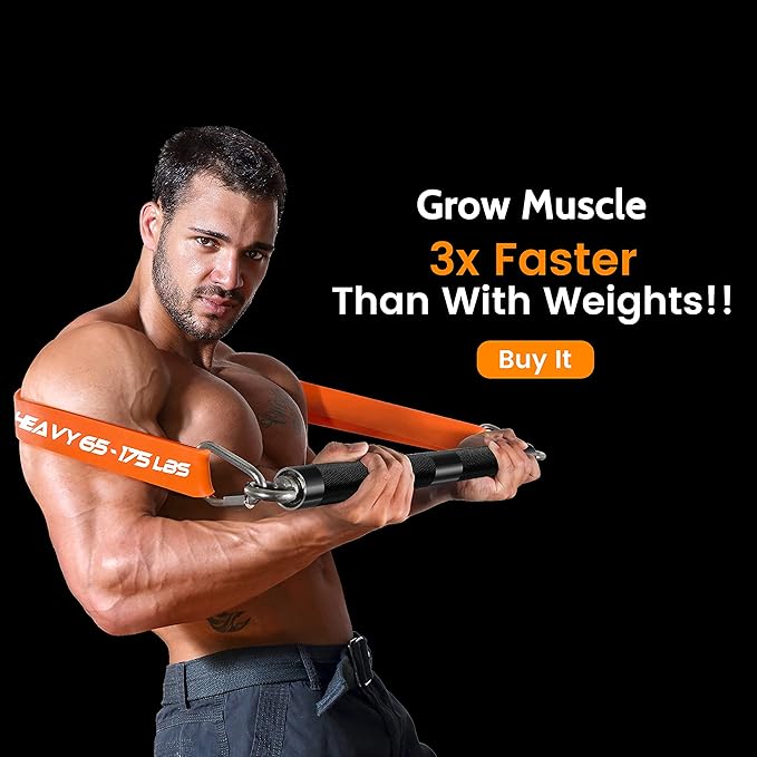 DASKING Resistance Band Bar Set for Home Gym, 500LB Total Resistance with Longer Bar & 4 Stackable Bands, Detachable for Full Body Workouts, Door Anchor, Exercise Guide