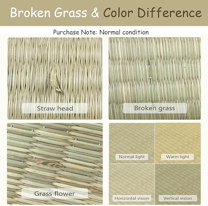 HAGiHARA Japanese Tatami Mat, Patchwork Tatami Floor Mats, 64" x 64" Foldable Square with Non-Slip Design for Bedroom, Crawling and Yoga, Made of Rush Grass, Igusa(with Edge/4 Picecs)