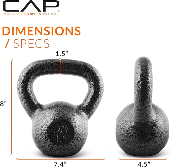 CAP Barbell Black Cast Iron Kettlebell Single or Set | 10-80 Lbs