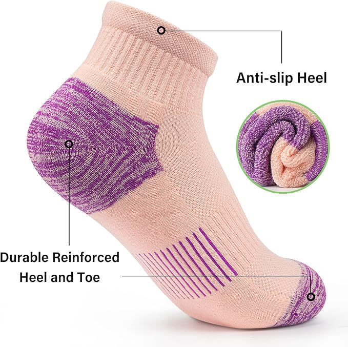 Gonii Ankle Socks Womens Athletic Thick Cushioned Running Hiking Low Cut 5-Pairs