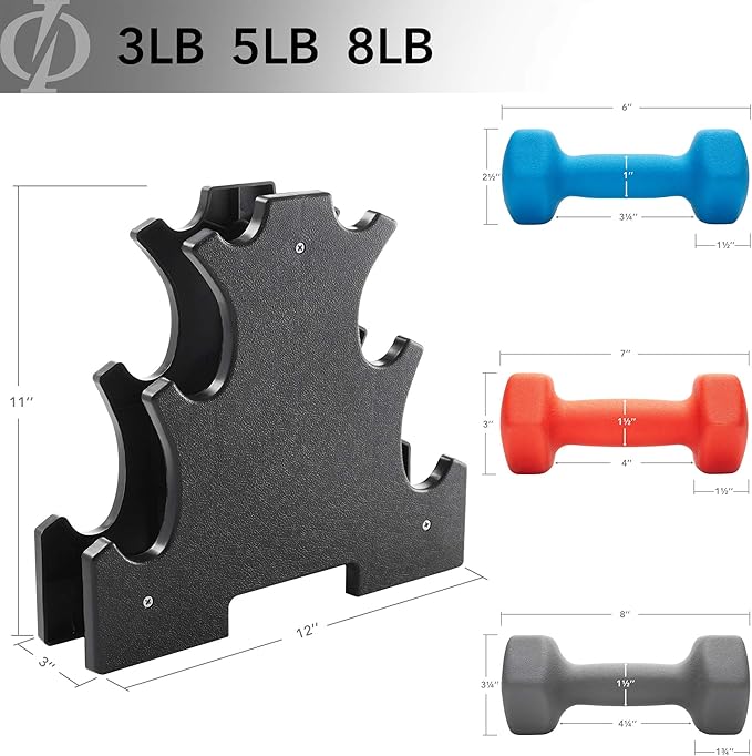 Philosophy Gym Neoprene Dumbbell Hand Weights, Set of 6 with Stand