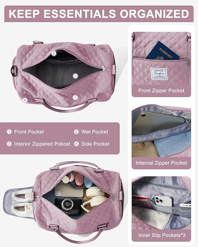 Gym Bag Womens,Travel Duffel Carry on Bag Sport Tote Bag Weekend Overnight Bag