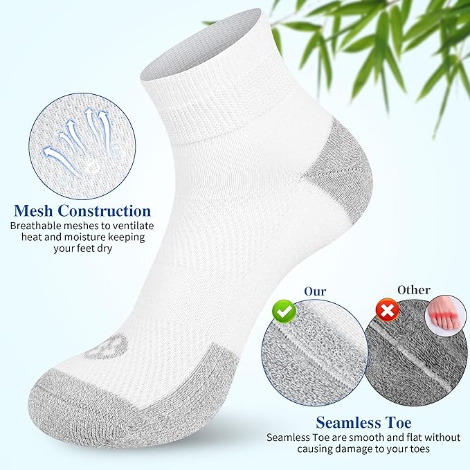 Diabetic Socks for Men,6 Pairs Ankle Mens Diabetic Socks,Diabetic Neuropathy Socks for Men 9-12