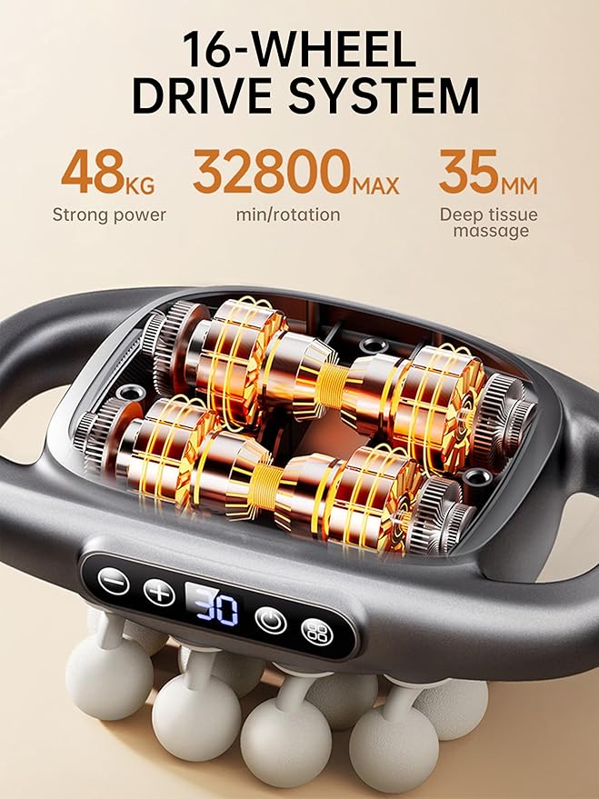 16-Head Massage Gun Set, for Neck, Back, Shoulder, Leg and Full Body Muscle Recovery, Quiet Handheld, Pistola De Masajes Musculares (Black)