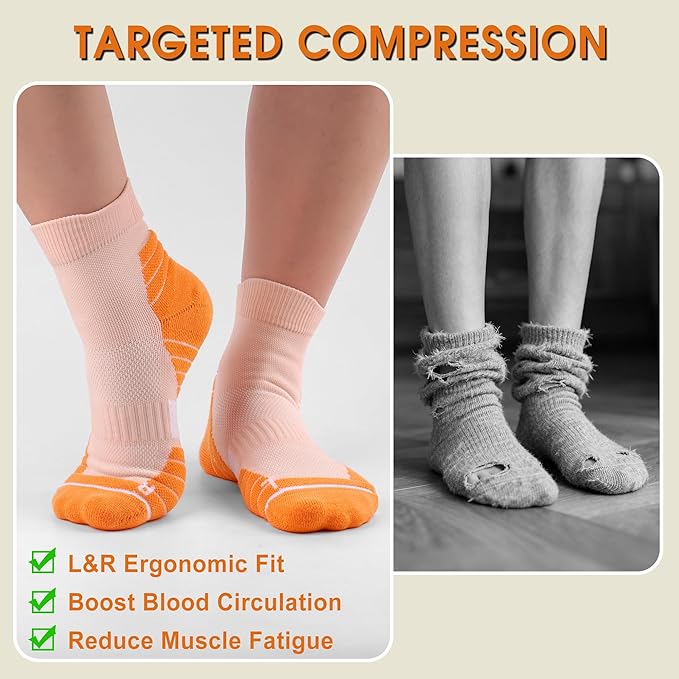 Gonii Women's Compression Ankle Socks with Cushion & Arch Support| Lightweight & Moisture-Wicking for Running 3 Pairs