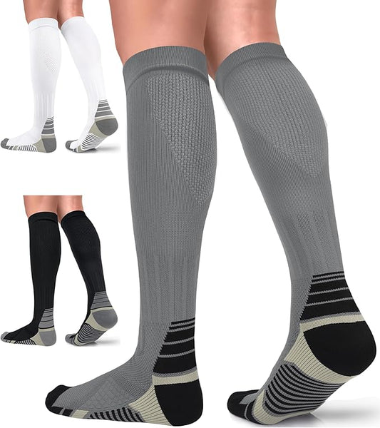 FuelMeFoot 3 Pack Copper Compression Socks - Compression Socks Women & Men Circulation - Best for Medical,Running,Athletic