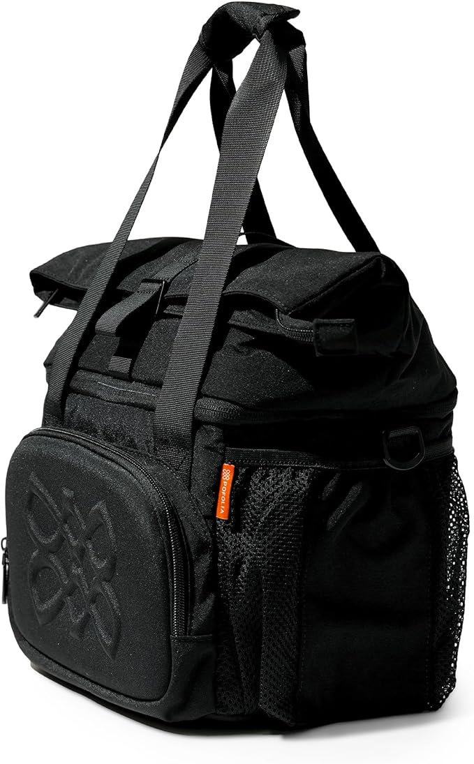 Dual Compartment Insulated Lunch bag, with 2 Leakproof Compartments & Roll-top, 13L lunchbox for work (Black)