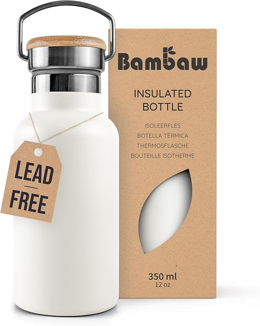 Bambaw 12 oz Insulated Stainless Steel Travel Water Bottle - Polar White