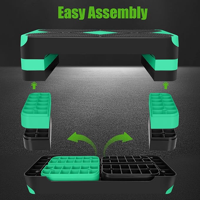 Adjustable Workout Aerobic Stepper in Fitness & Exercise Step Platform Trainer 3 settings adjustable height 4”-6”-8”