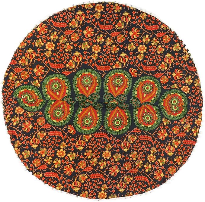 Eyes of India - Mandala Floor Pillow Cover Meditation Cushion Seating Throw Hippie Round Colorful Decorative Bohemian Indian Pouf Ottoman Handmade Cover ONLY (A1 Green, 32" x 32")