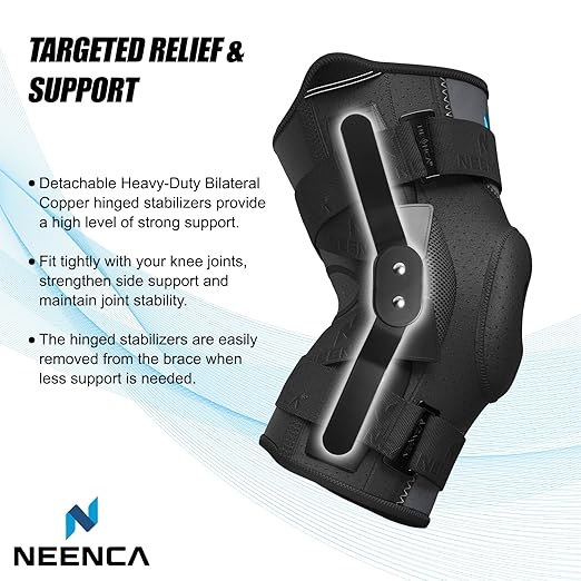 NEENCA Professional Knee Brace for Knee Pain, Hinged Knee Support with Patented X-Straps Fiting System, Strong Stability for Joint Pain Relief, Arthritis, Meniscus Tear, ACL, PCL, MCL, Sports, Workout