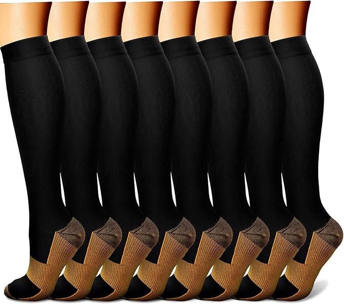 CHARMKING Compression Socks for Women & Men Circulation (8 Pairs) 15-20 mmHg is Best Support for Athletic Running,Hiking