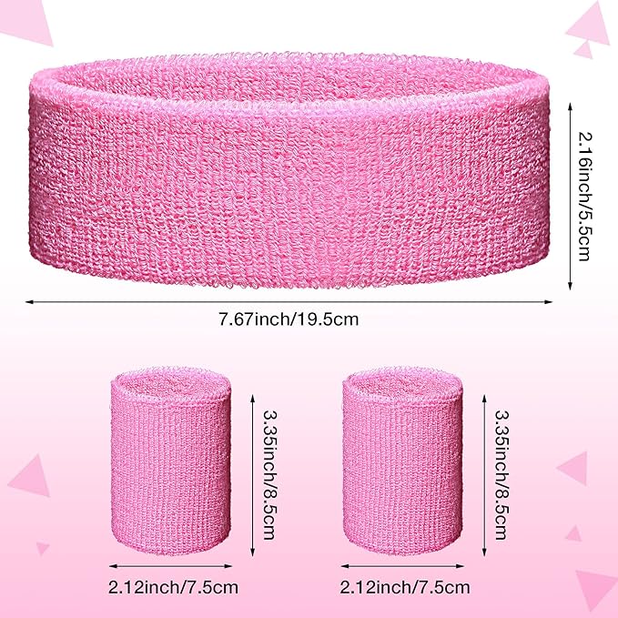 SATINIOR 8 Sets 80s Sweat Band and Wristband Sports Neon Headbands Exercise Sweatbands Gym Wristbands for Men Women Sports Activities(Fresh Color)