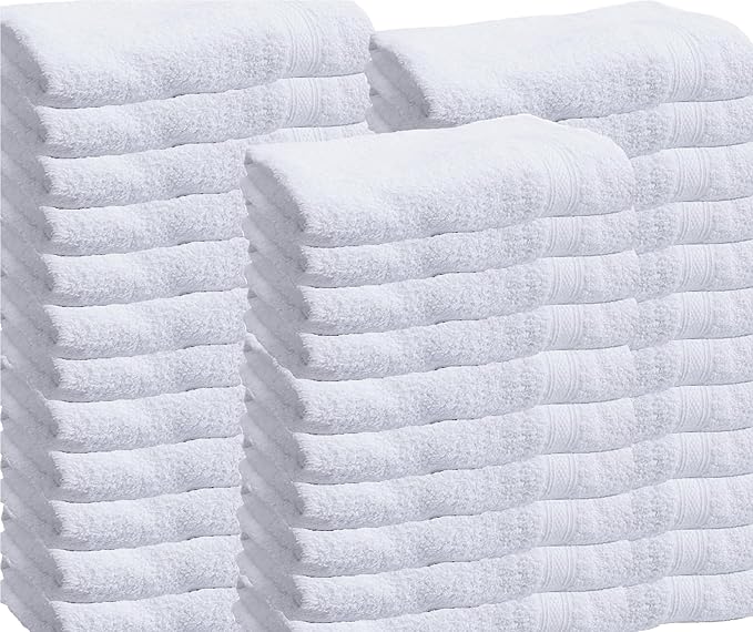 Towels N More - Super Absorbent Easy Care 100% Cotton Towels Ring Spun Loop - Home Essentials White and Soft Bathroom Towels Set Ideal Use for Gym, Beach, Hotels, Hair Dry Salon 22x44 (36, 22x44)