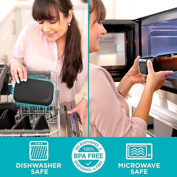 Double Premium Bento Box Adult, 67 fl oz BPA-Free - Black Stackable Lunch Box with Leak-Proof Lids & Dividers, Perfect for Meal Prep, Lunches & Portion Control