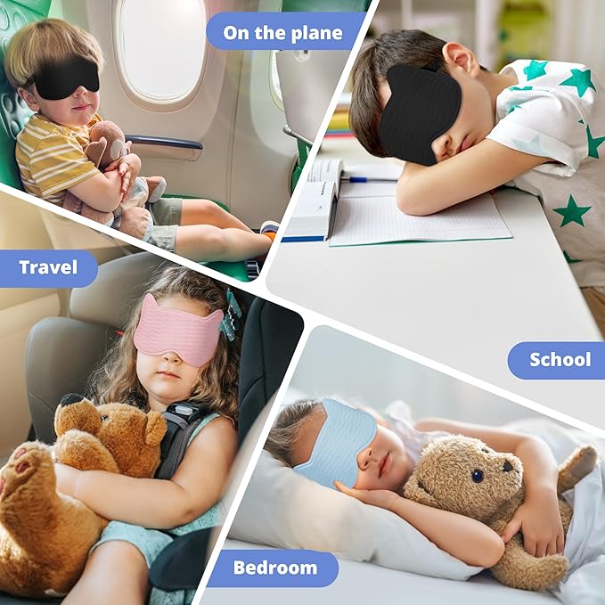 3D Kids Sleep Eye Mask: 3D Contoured Cup Sleeping Masks, Blindfold Sleep Eye Cover with Adjustable Strap, Memory Foam Lightweight Night Eyeshade for Boys Girls Teens (Royal Blue)