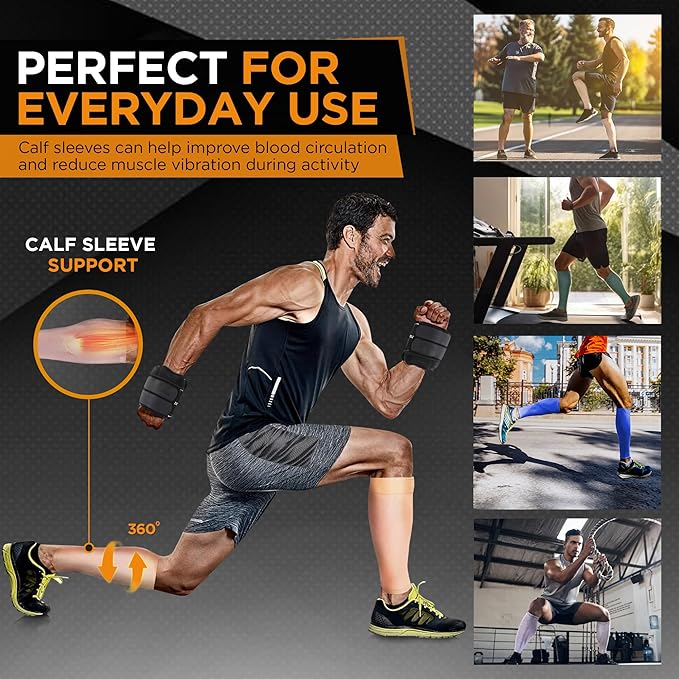 Doc Miller Compression Calf Sleeve for Men & Women, Premium Medical Grade, 15-20mmHg Graduated Support for Running, Calf Tear, Shin Splints, Knee High, Calf Sleeves, 1 Pair