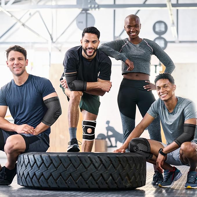 POWERLIX Elbow Brace Compression Support - Elbow Sleeve for Tendonitis, Tennis Elbow Brace and Golfers Elbow Treatment, Arthritis, Workouts, Weightlifting – Reduce Elbow Pain (Black, S)