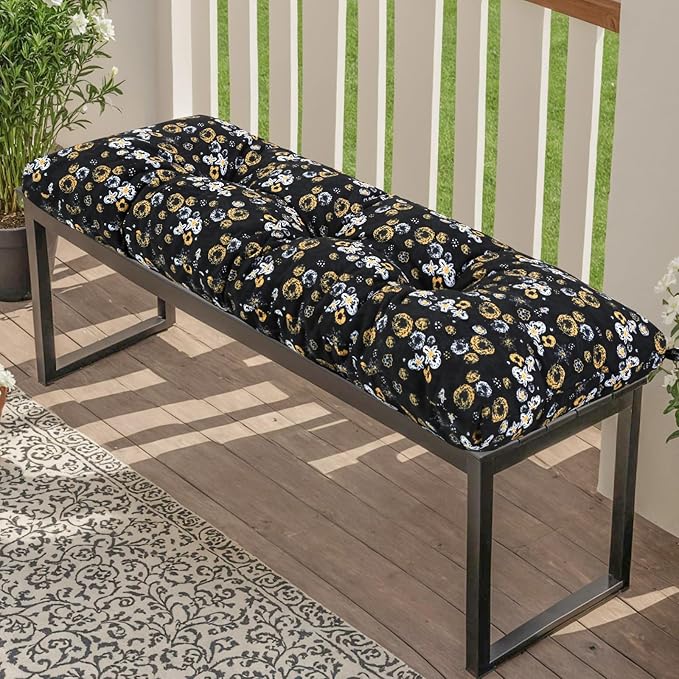 Outdoor Bench Cushion Waterproof, Tufted Bench Seat Cushion 36 x 15 Inch, Patio Wicker Indoor Seat Pads for Outside Garden Patio Balcony