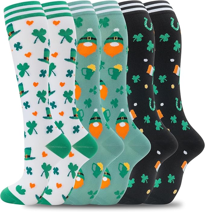 fenglaoda Compression Socks for Women Men Support Circulation 6 Pairs Socks For Nurse, Travel, Flight