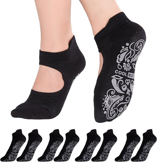 CoolMate Pilates Socks with Grips for Women, Yoga Socks, Crew Non Slip Women for Workout, Barre, Pilates Gifts