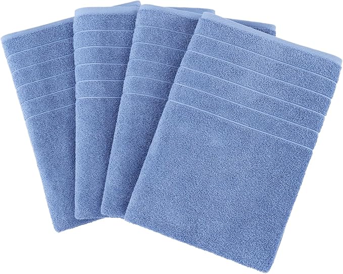 Casa Platino 100% Cotton 4 Pack Bath Towels (30"x60") - Ring Spun Mercerized Cotton Bathroom Towels Set - Quick Dry, Soft & Absorbent Large Bath Towels - Machine Wash in Cold Water - Cerulean Blue