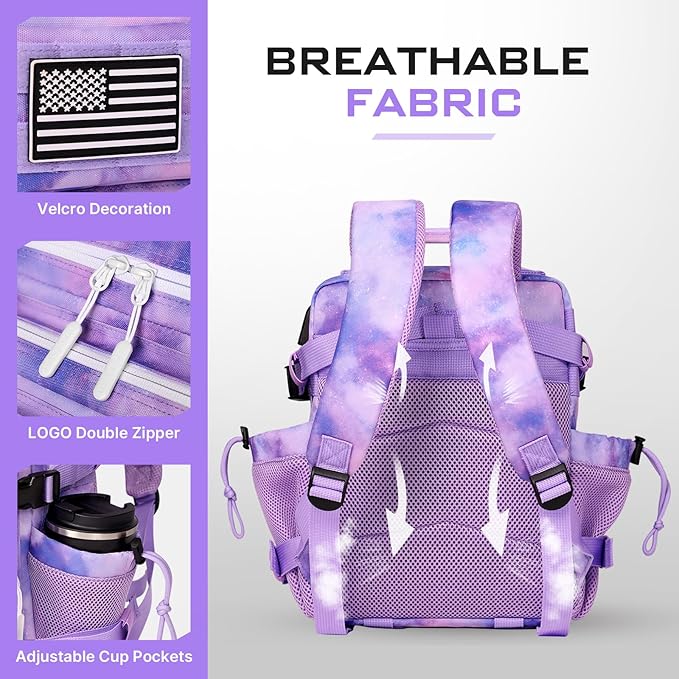 15L Mini Tactical Backpack Small Tactical Backpack for Women, Military Backpack for Gym, Hiking, Daily (Purple Nebula-15L)