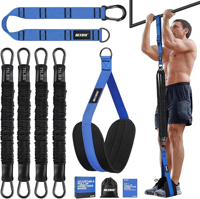 Pull Up Assistance Bands 260lbs, Heavy Pull Up Bands Resistance Bands for Pull Ups Working Out with Feet Rest, Pull Up Bar Bands Assistance Bands Strength Training Workout Equipment, Height Adjustable