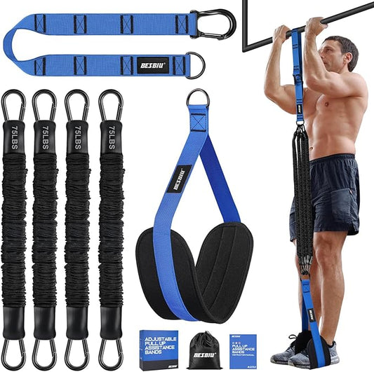 Pull Up Assistance Bands 260lbs, Heavy Pull Up Bands Resistance Bands for Pull Ups Working Out with Feet Rest, Pull Up Bar Bands Assistance Bands Strength Training Workout Equipment, Height Adjustable