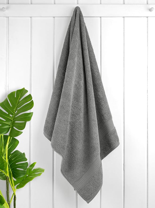 Cotton Paradise 4 Piece Turkish Bath Towels for Bathroom, Extra Large Soft Plush Towels Bathroom Set, Light Grey