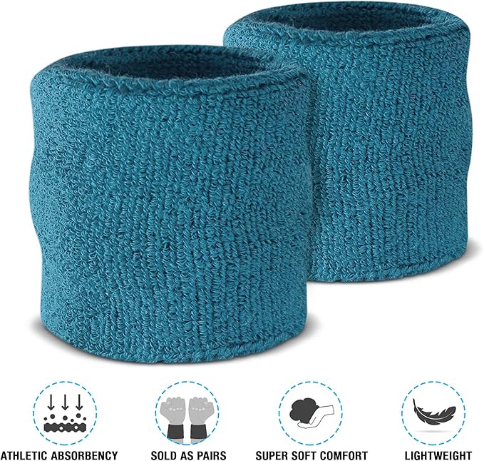 Suddora Sweatbands Set, Moisture Wicking 2 Wristbands and 1 Headband, Breathable Terry Cloth Athletic Bands for Basketball, Tennis, Yoga, Gym, Sweat Bands for Costumes and Cosplay