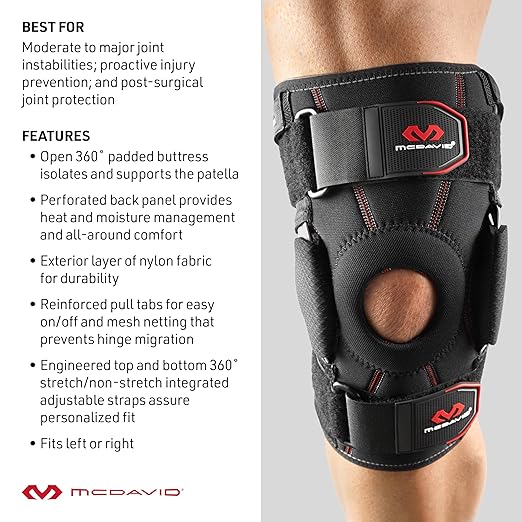 McDavid Hinged Knee Brace for Men & Women, Maximum Knee Support & Compression for Stability & Recovery, Ligament, Hyperextension Support