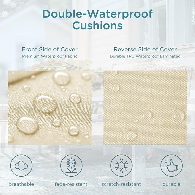 Codi Outdoor Bench Cushion 45 inch, Double Waterproof Patio Furniture Cushions Replacement for Swing, Porch, Couch, 45x18x3'', Beige